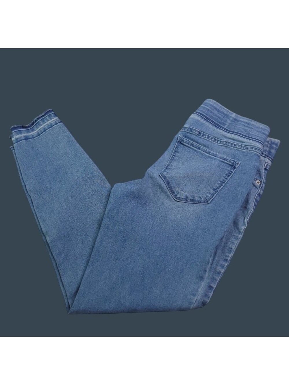 Old Navy Cropped Skinny Jeans 4 Distressed Hem Light Wash Pull On Stretch